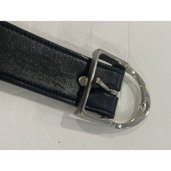 Tory English Bridle Black Leather Belt Men’s Size 28 Chrome D Buckle